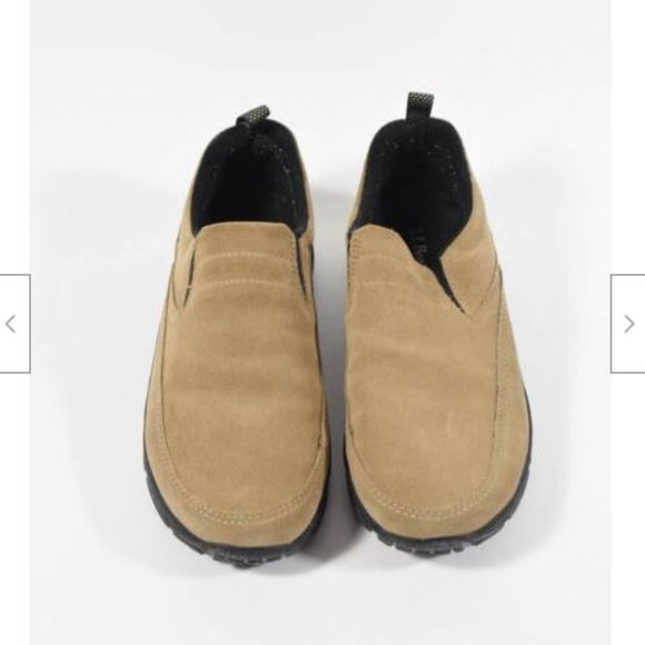 Men's LL Bean Beige Suede Comfort Mocs Slip On Walking Hiking Shoes Sz 7.5M - Picture 3 of 5